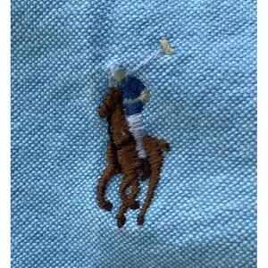 Polo Ralph Lauren Mens XL Aqua Blue Oxford Flesh Pony Long Sleeve Preppy Casual